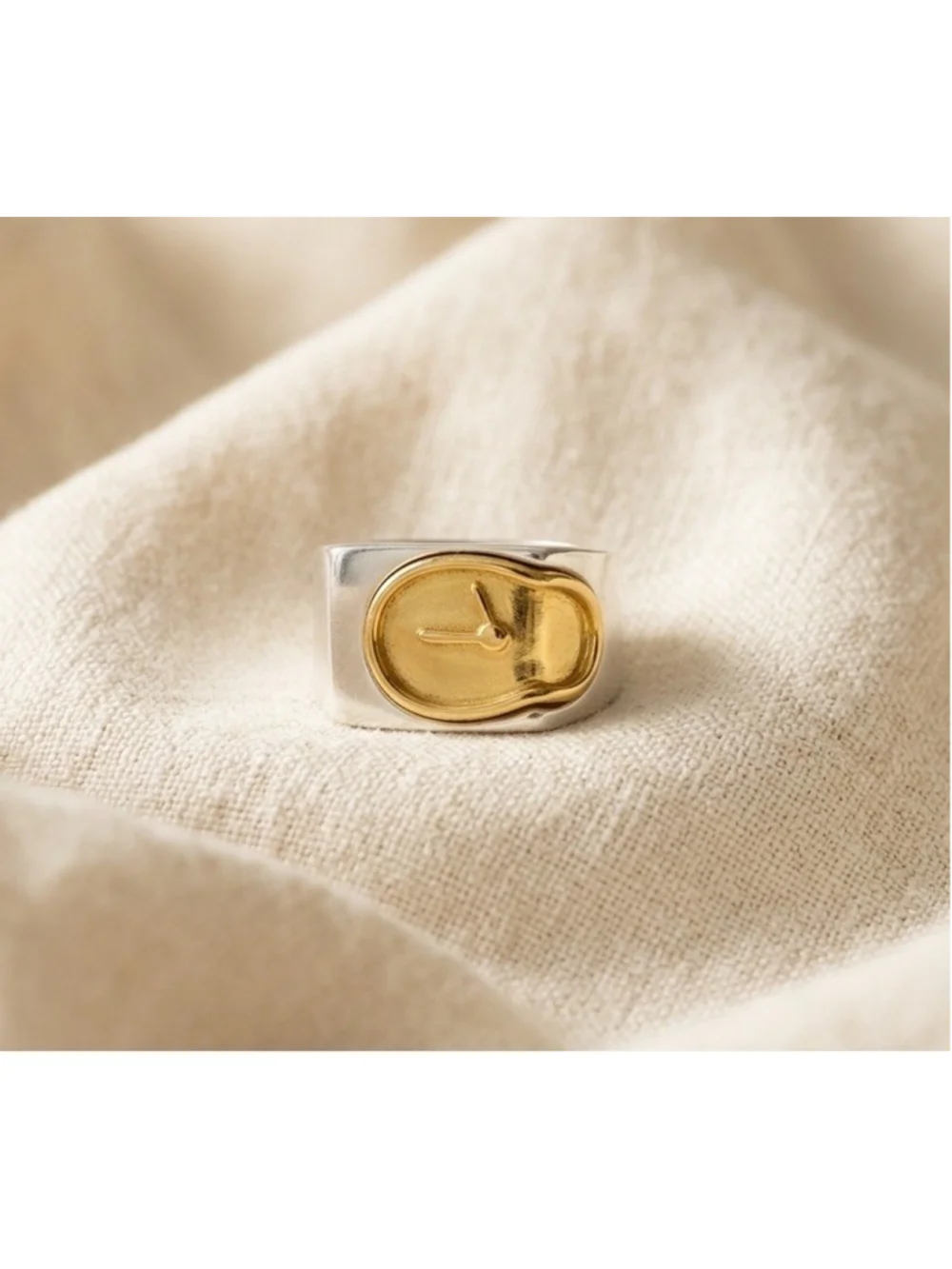 Museum Salvador Dali Sz 7 Melting Clock Ring Gold Surreal Silver Statement Boho